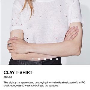 Iro Iconic White Linen Top with Holes Size Medium